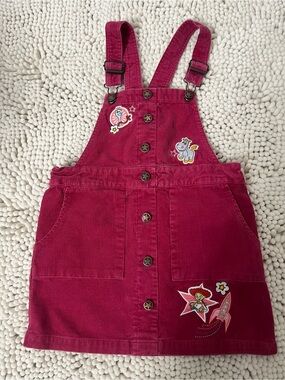 Disney Toy Story Girls Pink Corduroy Overall Magenta Dress Jessie Forky Size 5/6